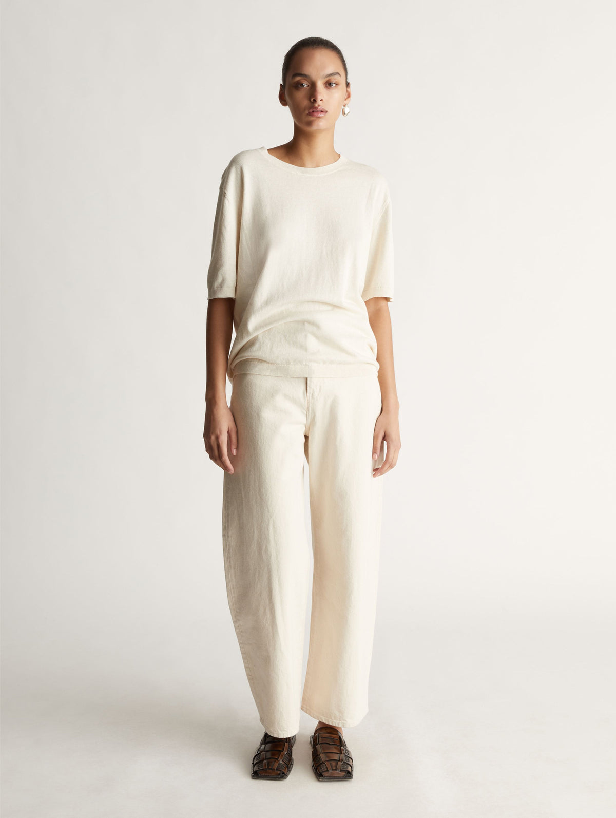 Cotton Cashmere Oversized Tee in Chromium