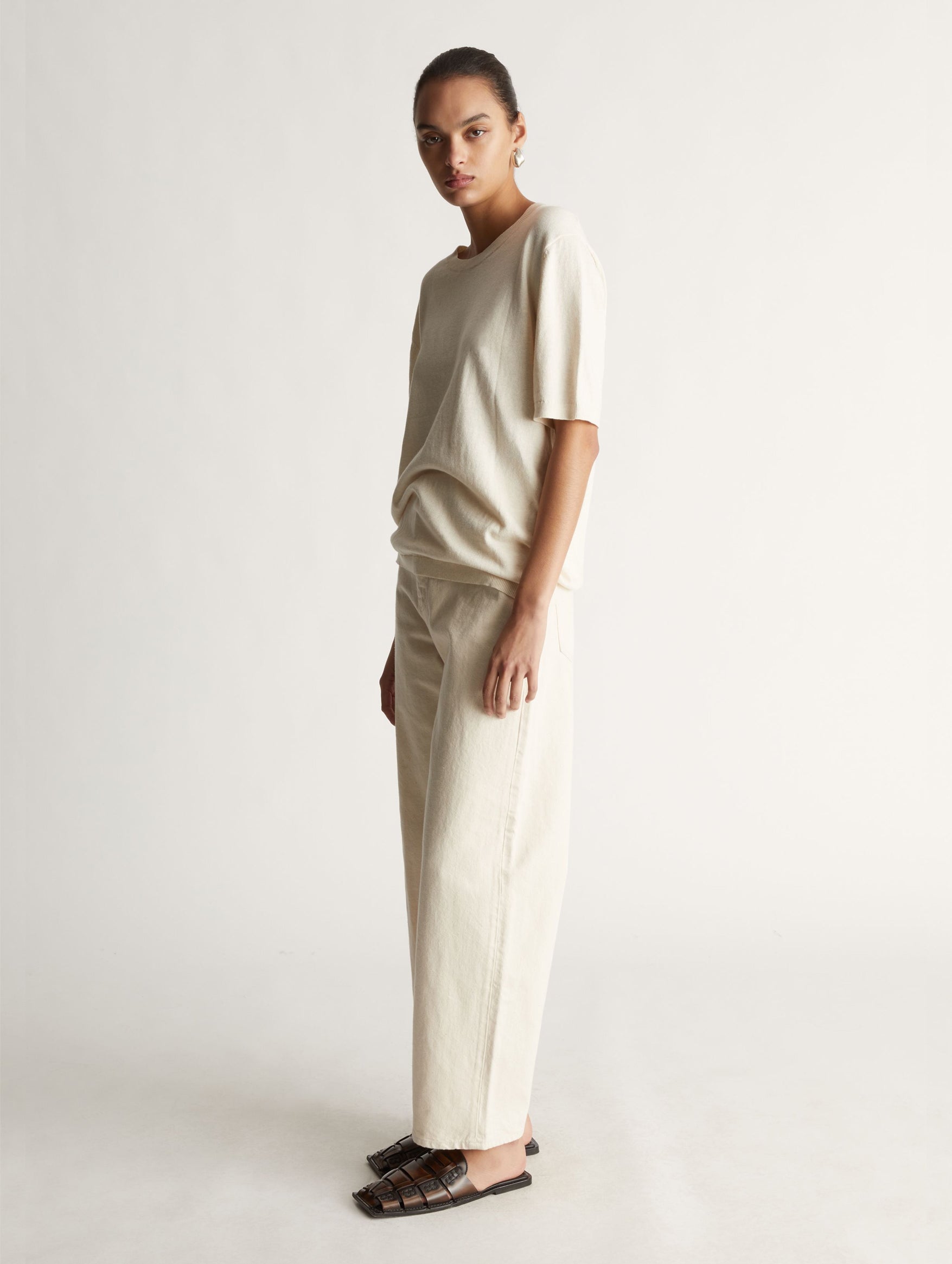 Cotton Cashmere Oversized Tee in Chromium