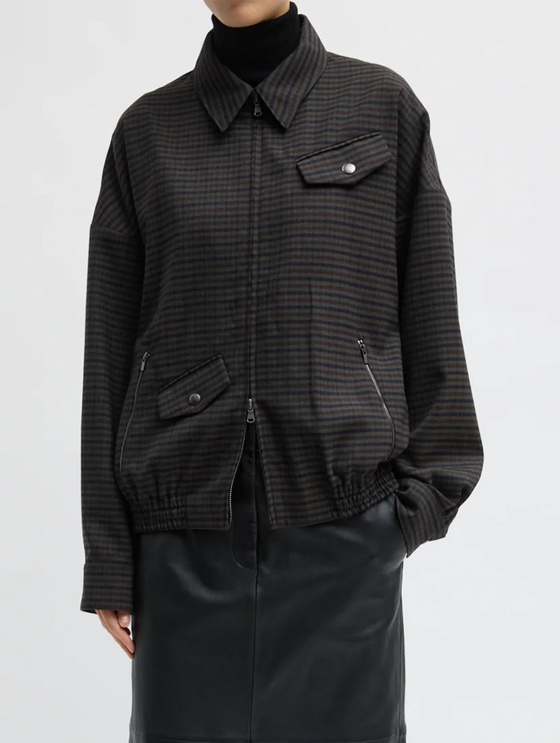 Cedrick Suiting Bomber Jacket in Grey Multi