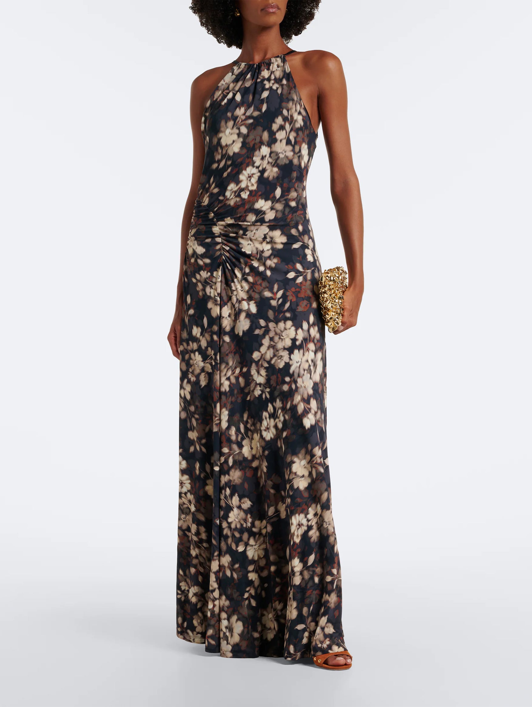 Cerin Halter Maxi Dress in Black Multi Floral
