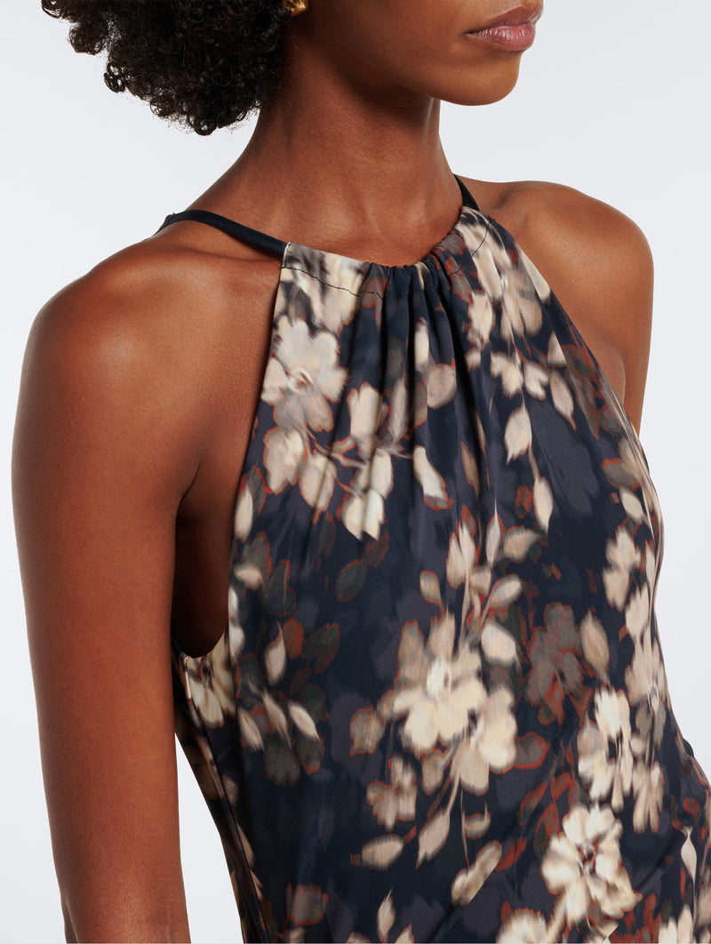 Cerin Halter Maxi Dress in Black Multi Floral