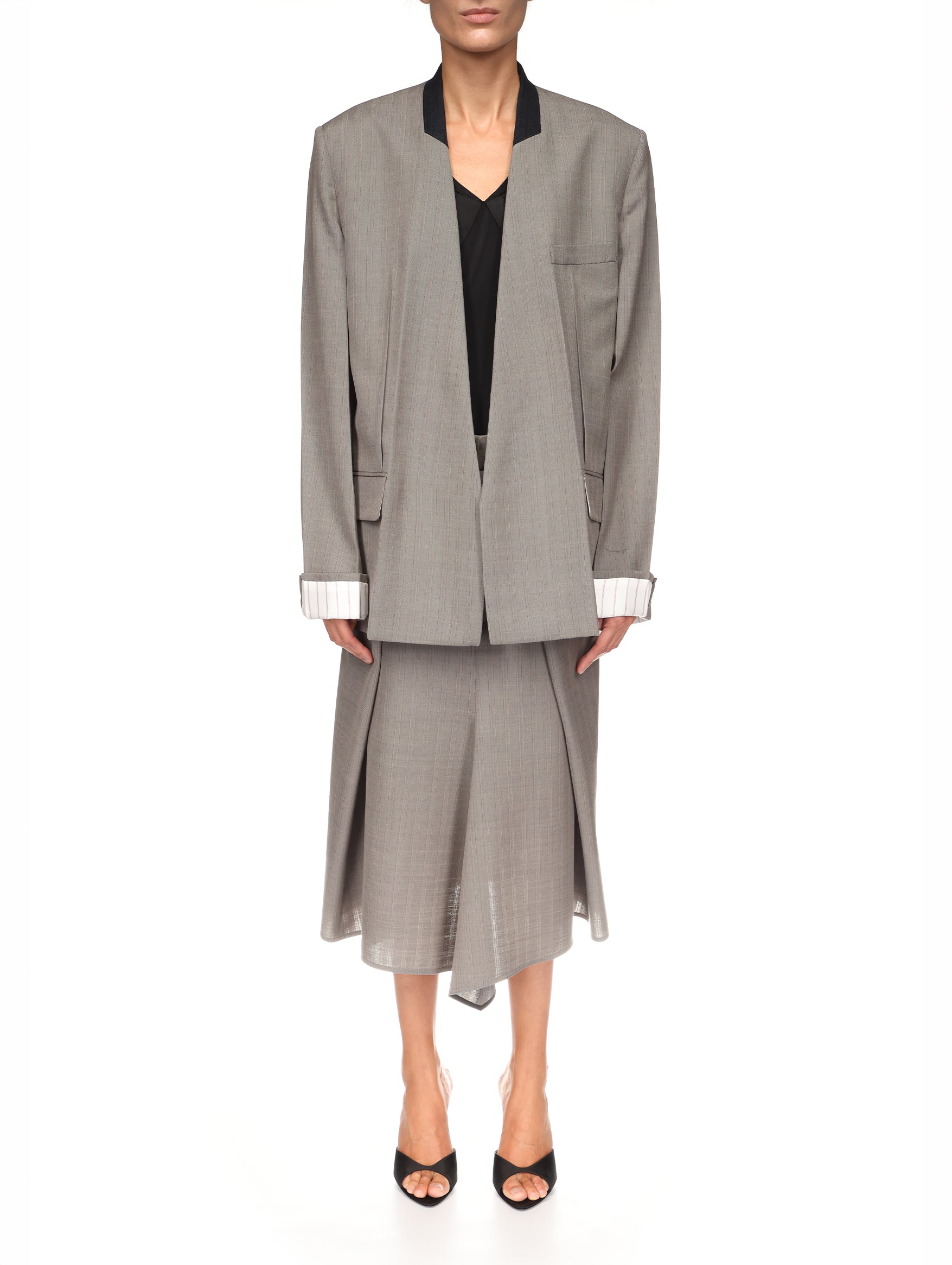 Collarless Jacket in Nickel