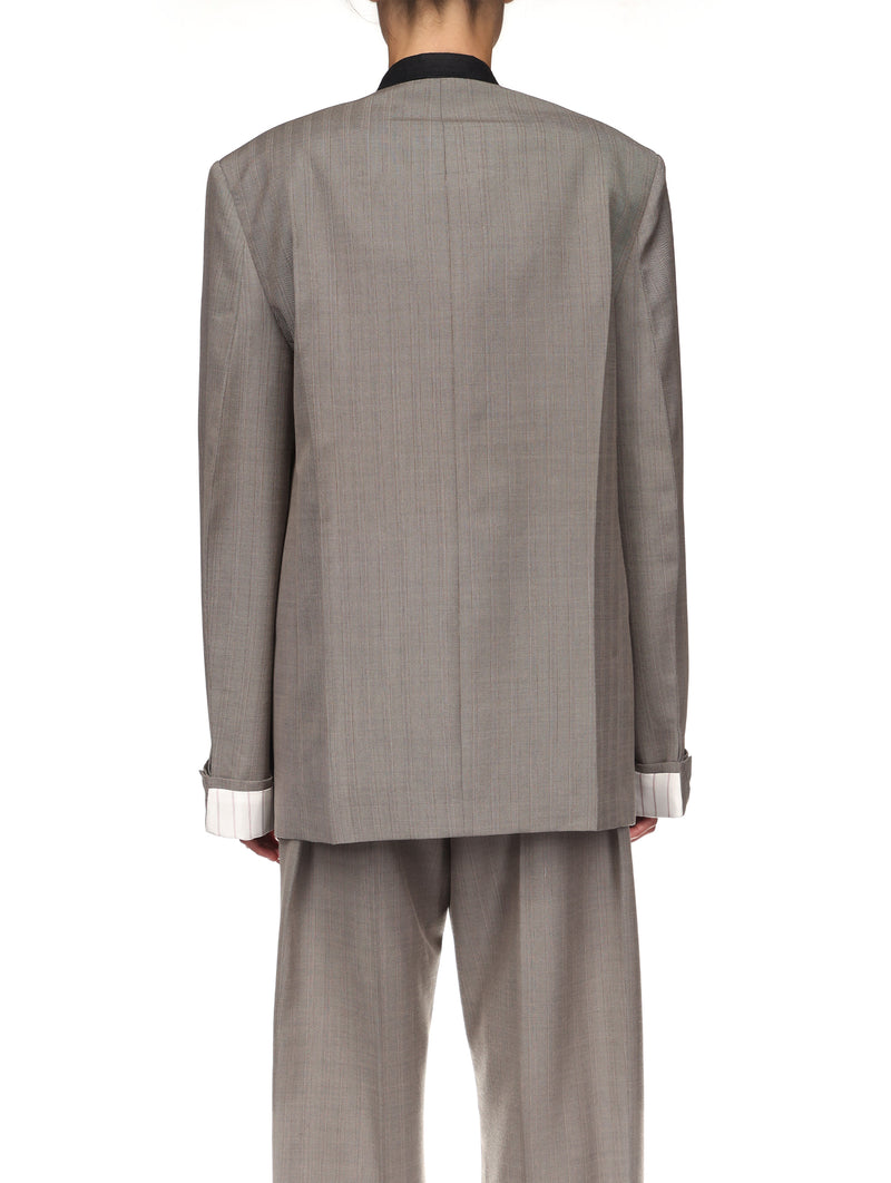 Collarless Jacket in Nickel
