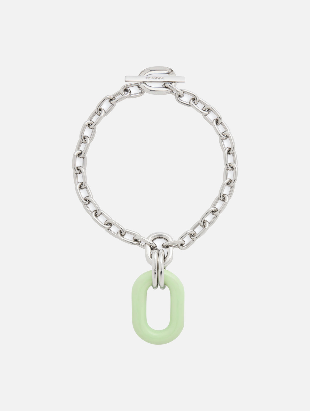 XL Link Necklace in Silver and Green