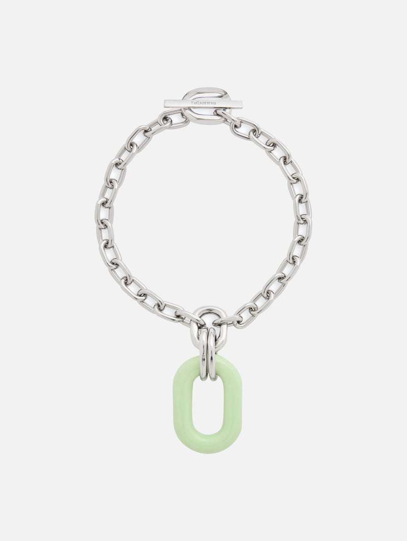XL Link Necklace in Silver and Green