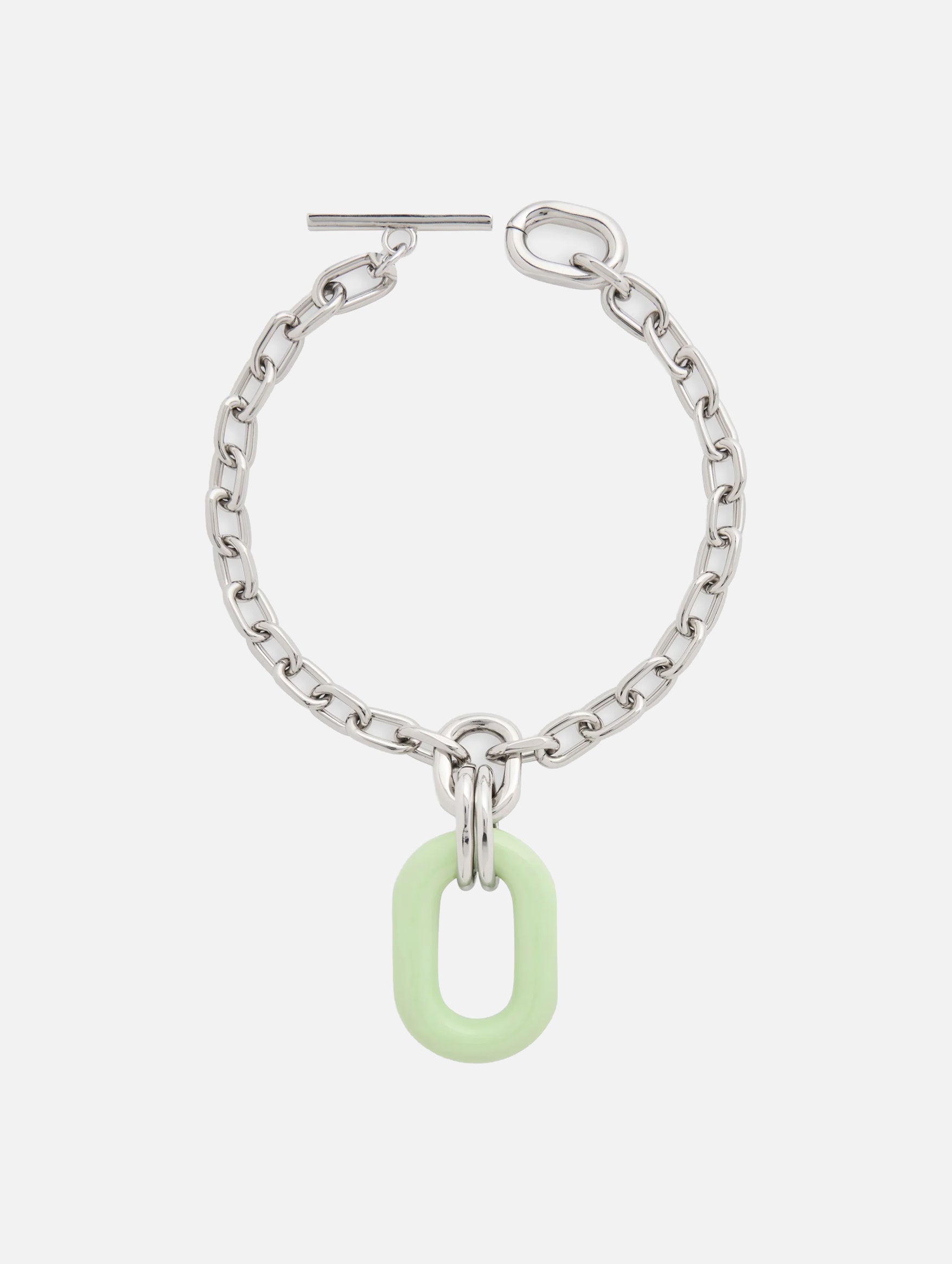 XL Link Necklace in Silver and Green