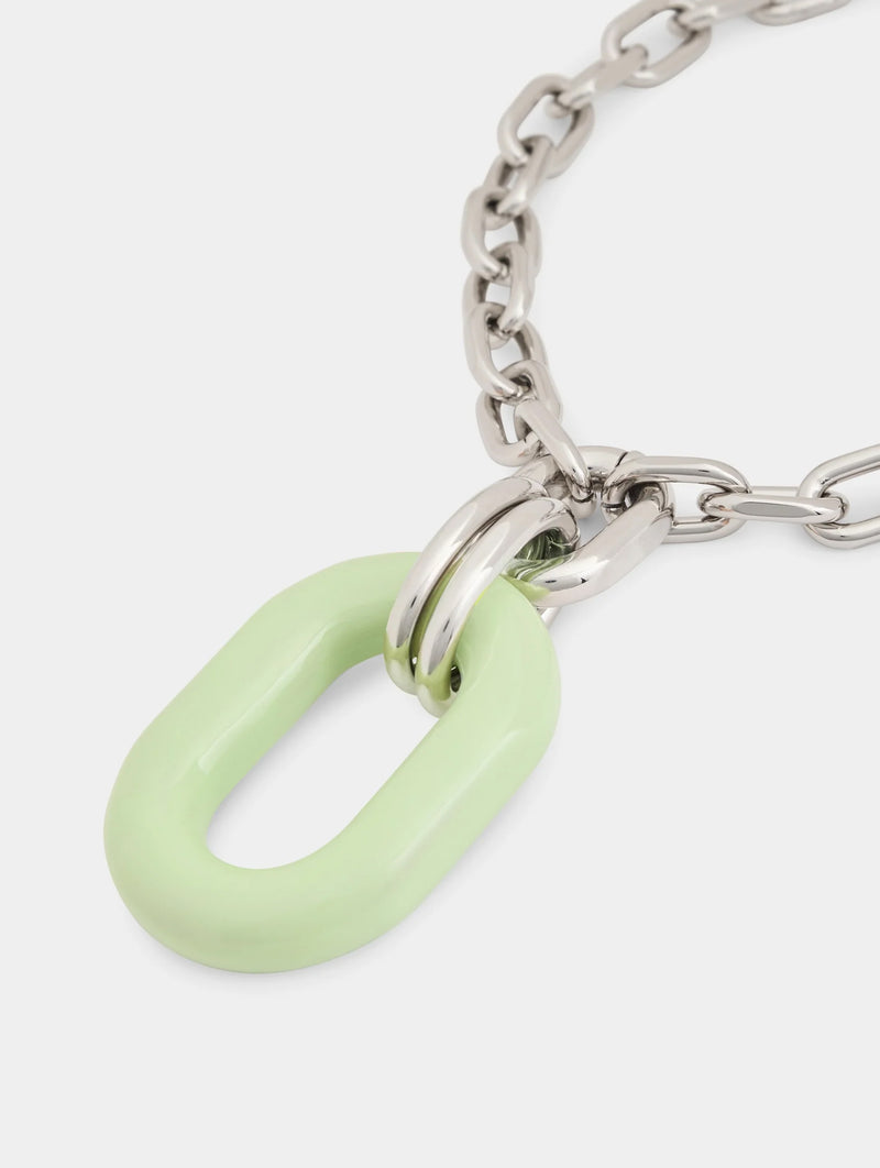 XL Link Necklace in Silver and Green