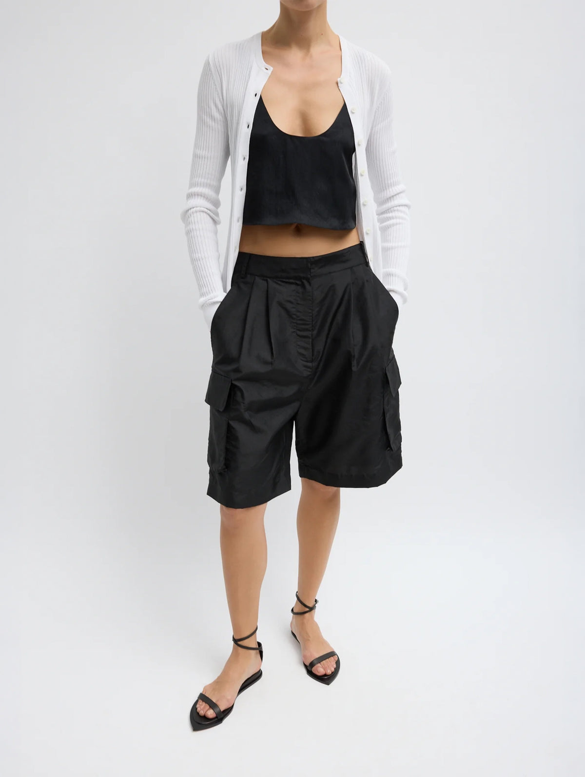 Crispy Nylon Stella Short in Black
