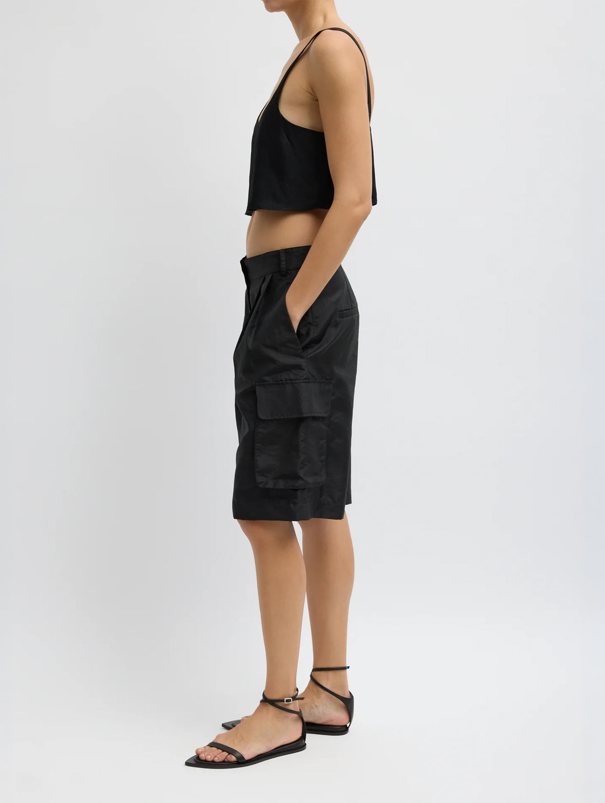 Crispy Nylon Stella Short in Black