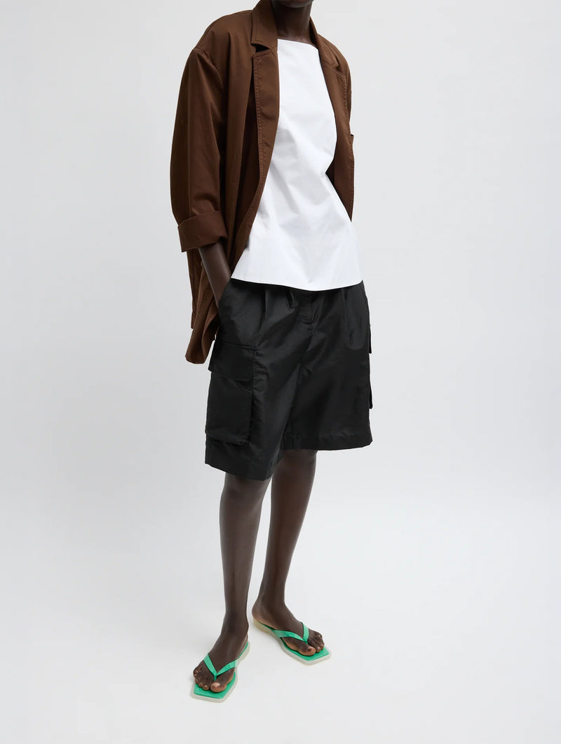 Crispy Nylon Stella Short in Black
