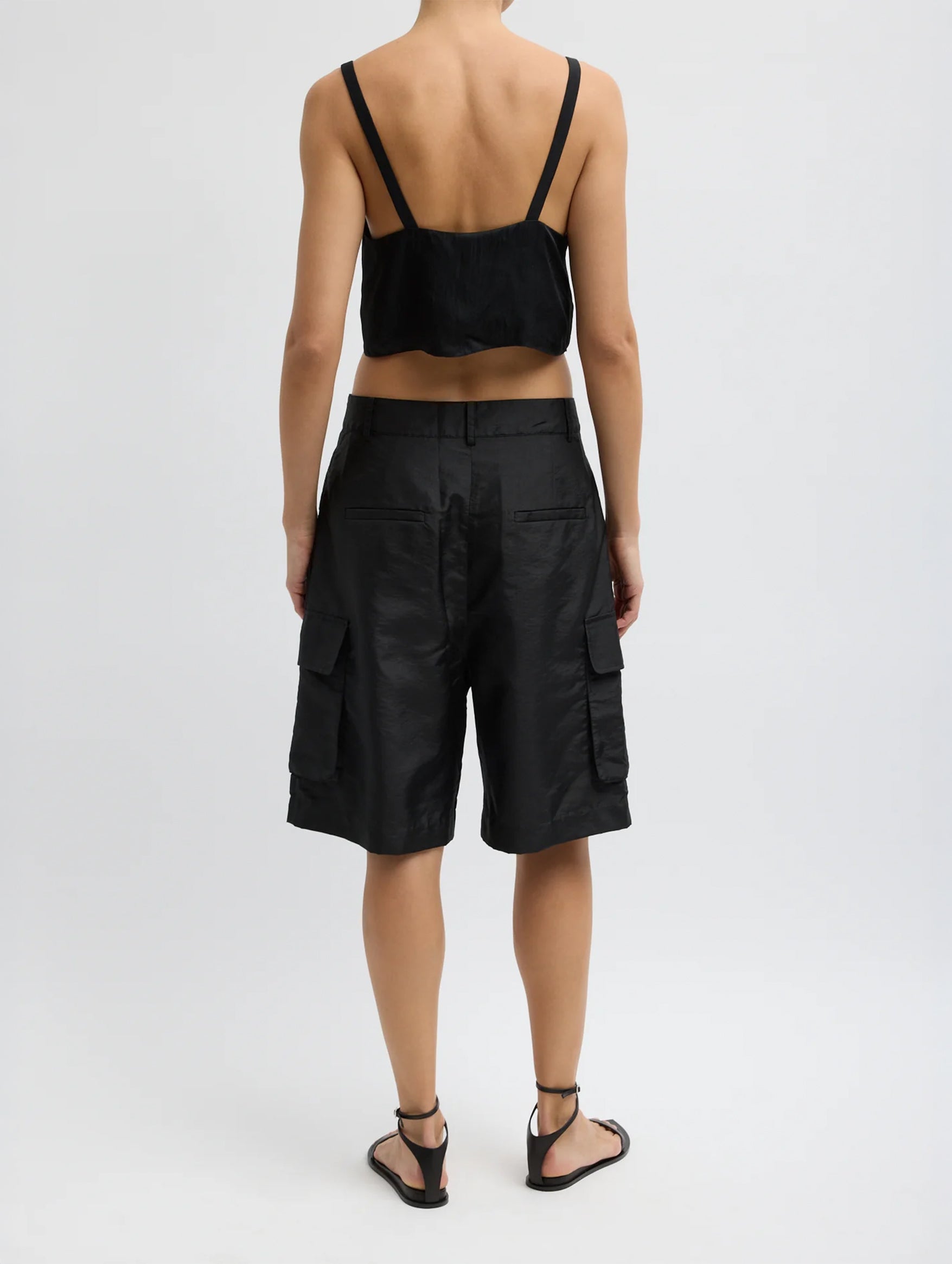 Crispy Nylon Stella Short in Black