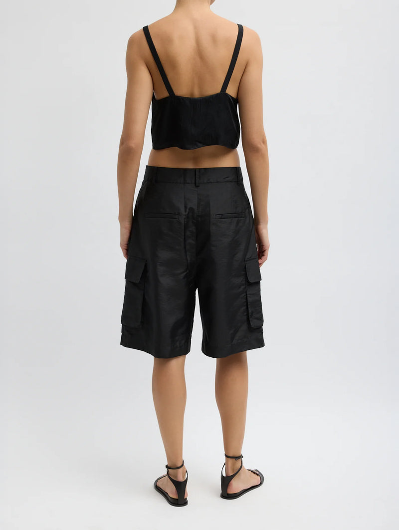 Crispy Nylon Stella Short in Black