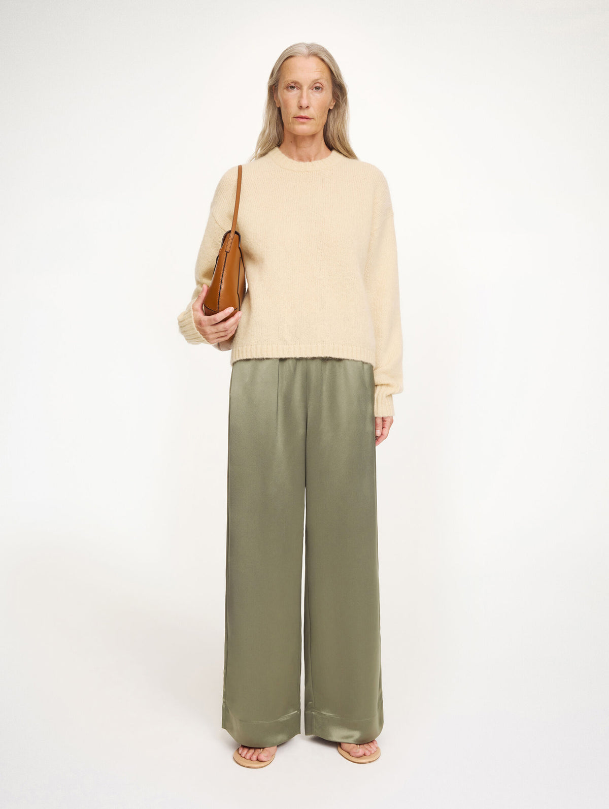 Cabello Wide-leg Trousers in Deep Lichen Green