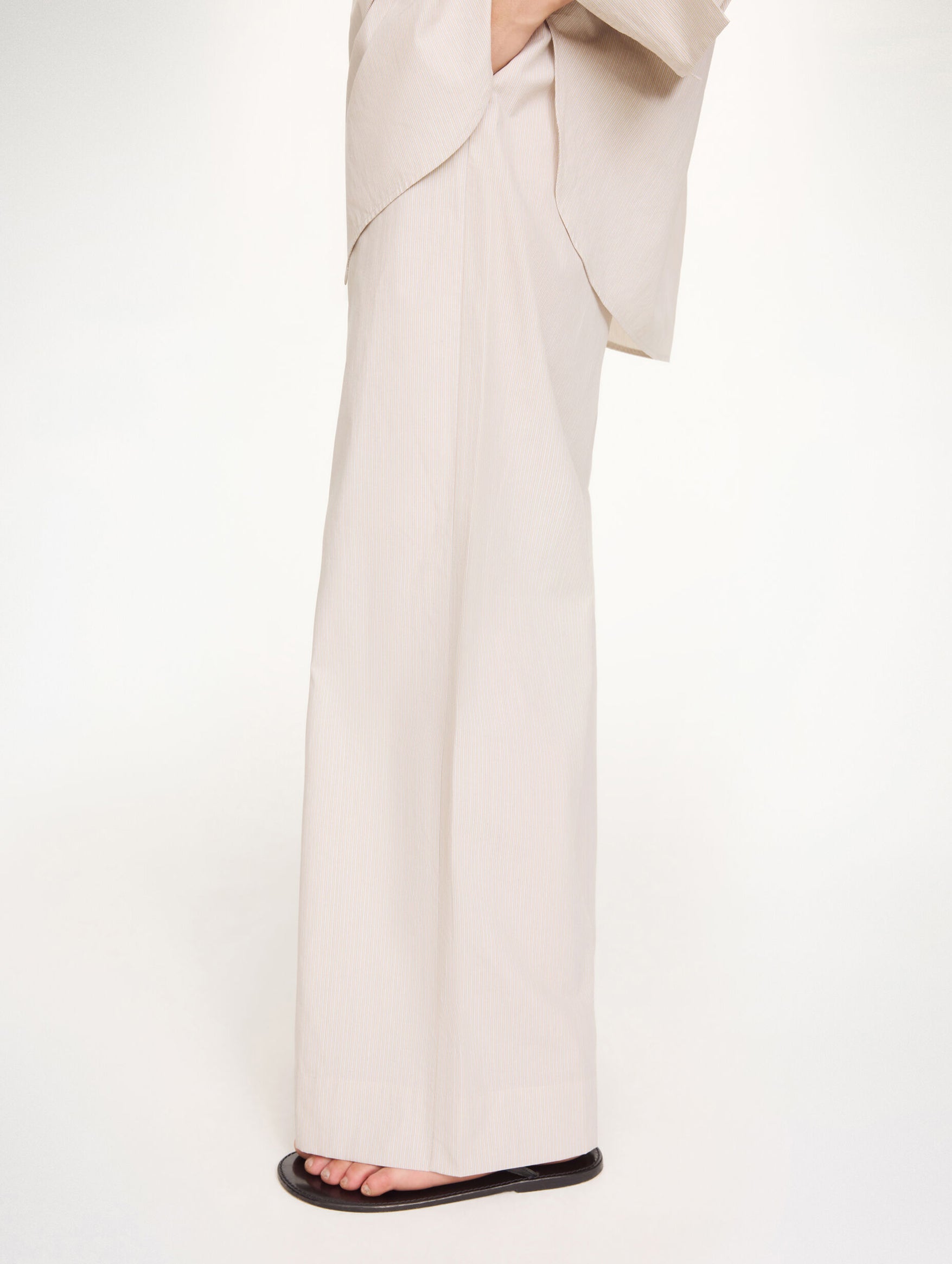 Cabello Trousers in Beige Thin Stripe