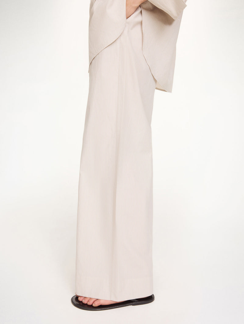 Cabello Trousers in Beige Thin Stripe