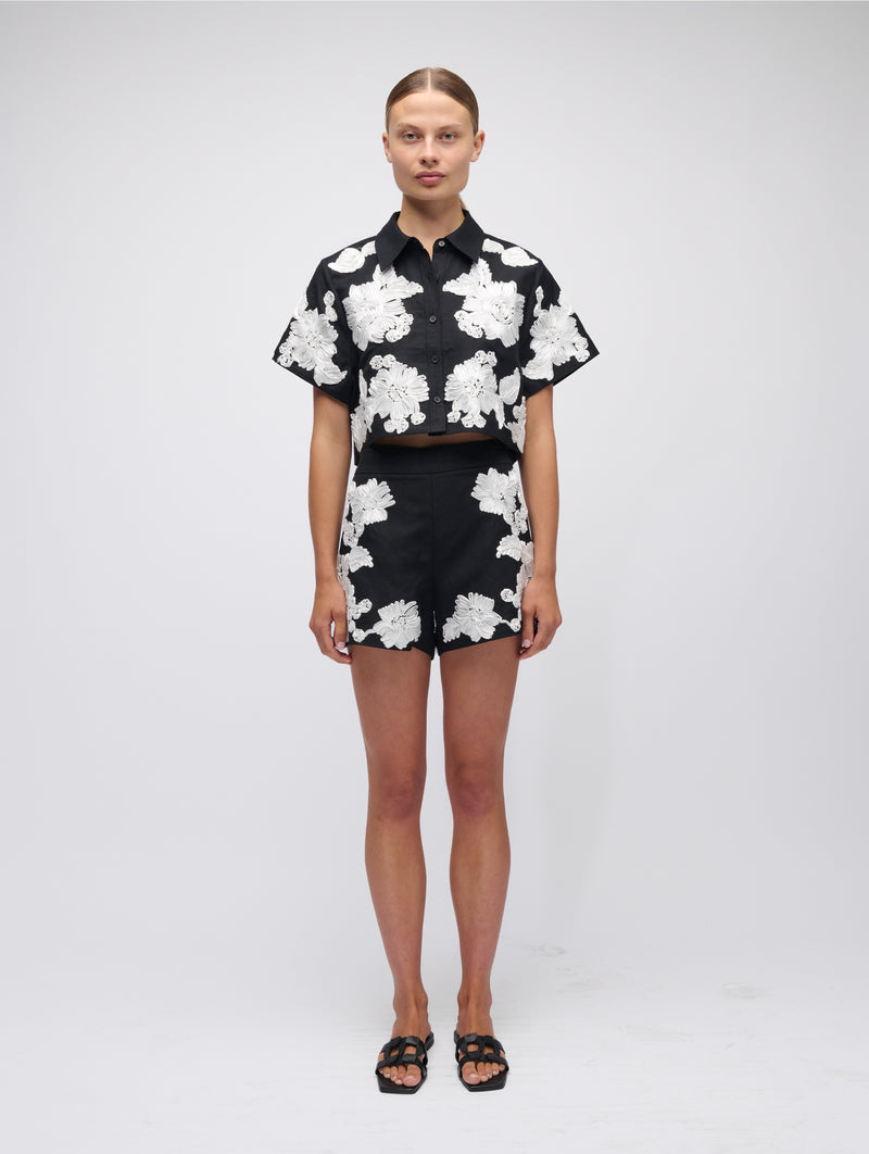 Callie Camp Shirt in Black Multi