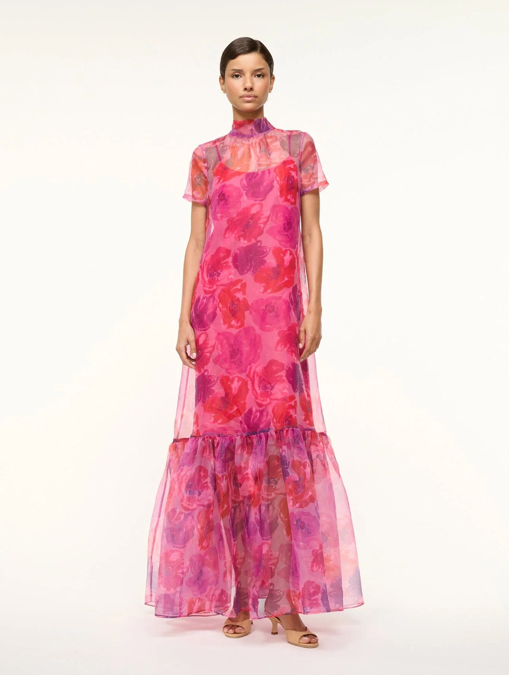 Calluna Dress in Magenta Painted Floral