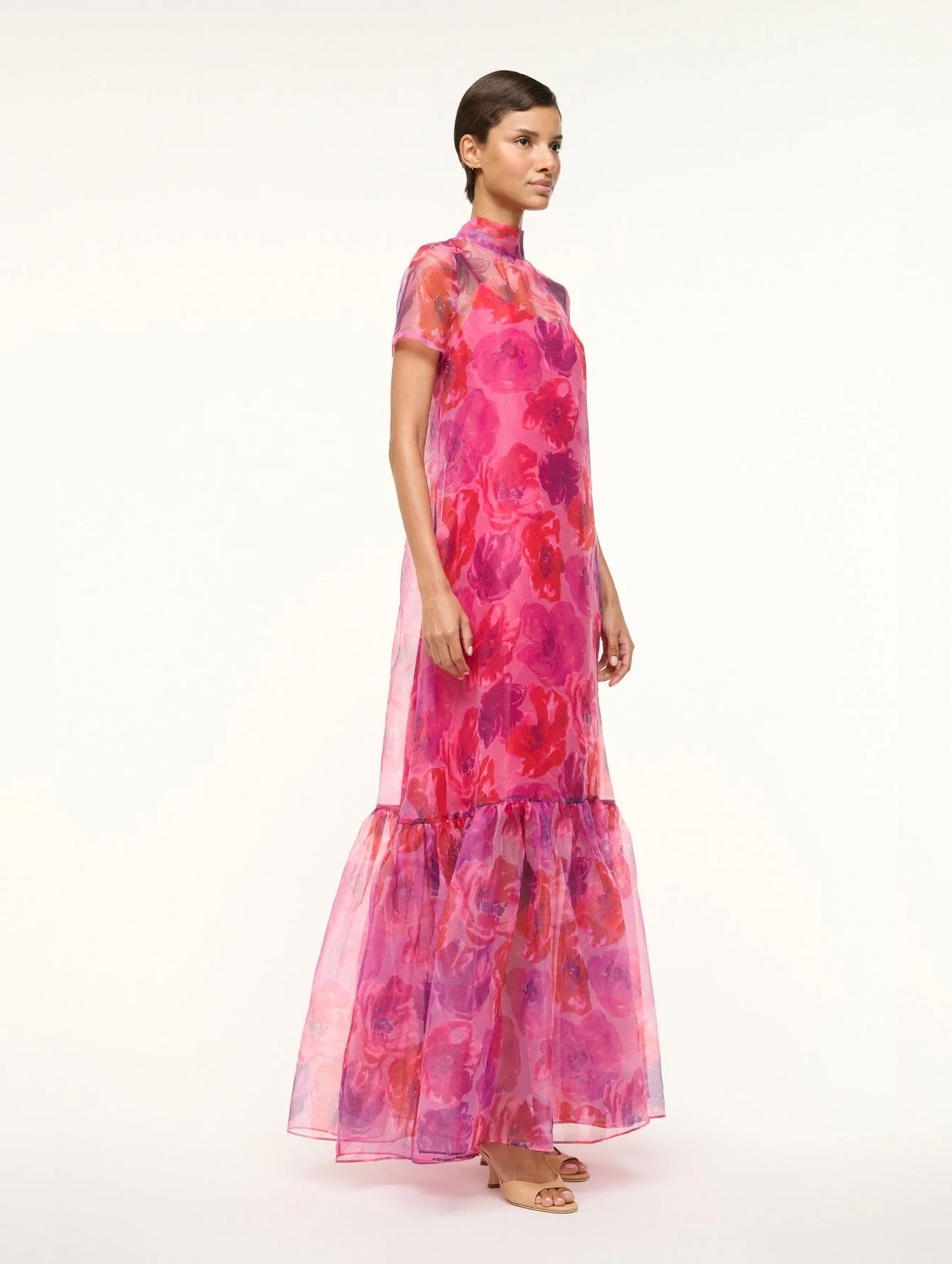 Calluna Dress in Magenta Painted Floral