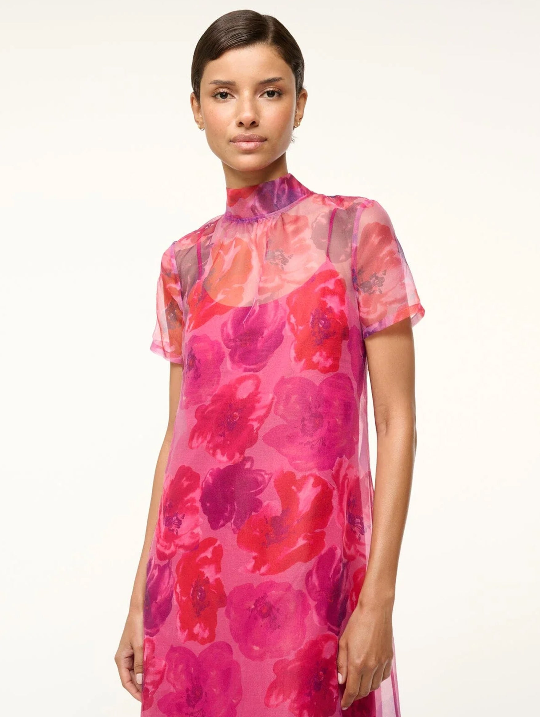 Calluna Dress in Magenta Painted Floral