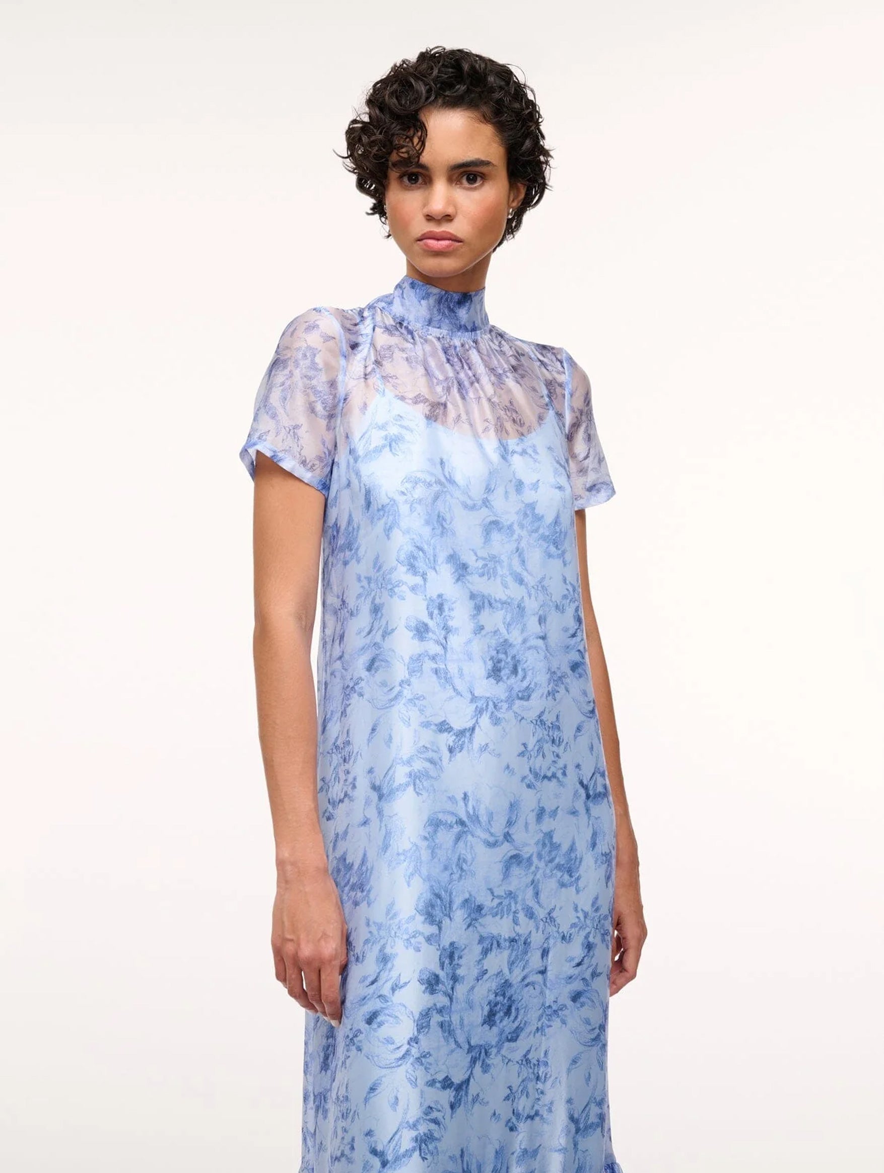 Calluna Dress in Periwinkle Floral Blue