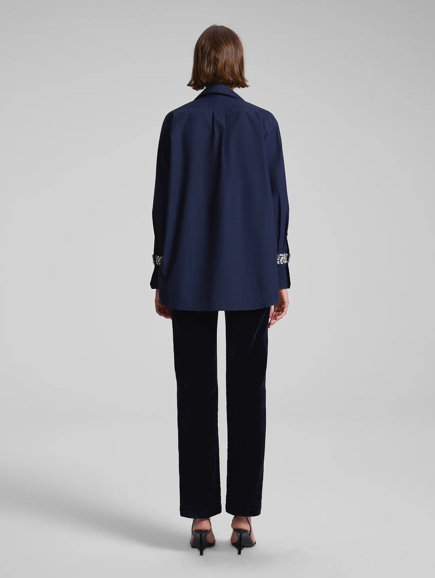 Calvin Embellished Sleeve Shirt in Maritime Navy