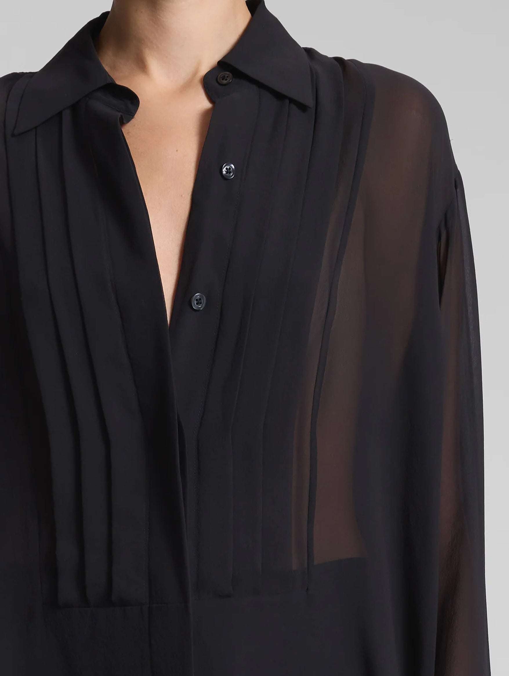 Camden Tux Silk Top in Black