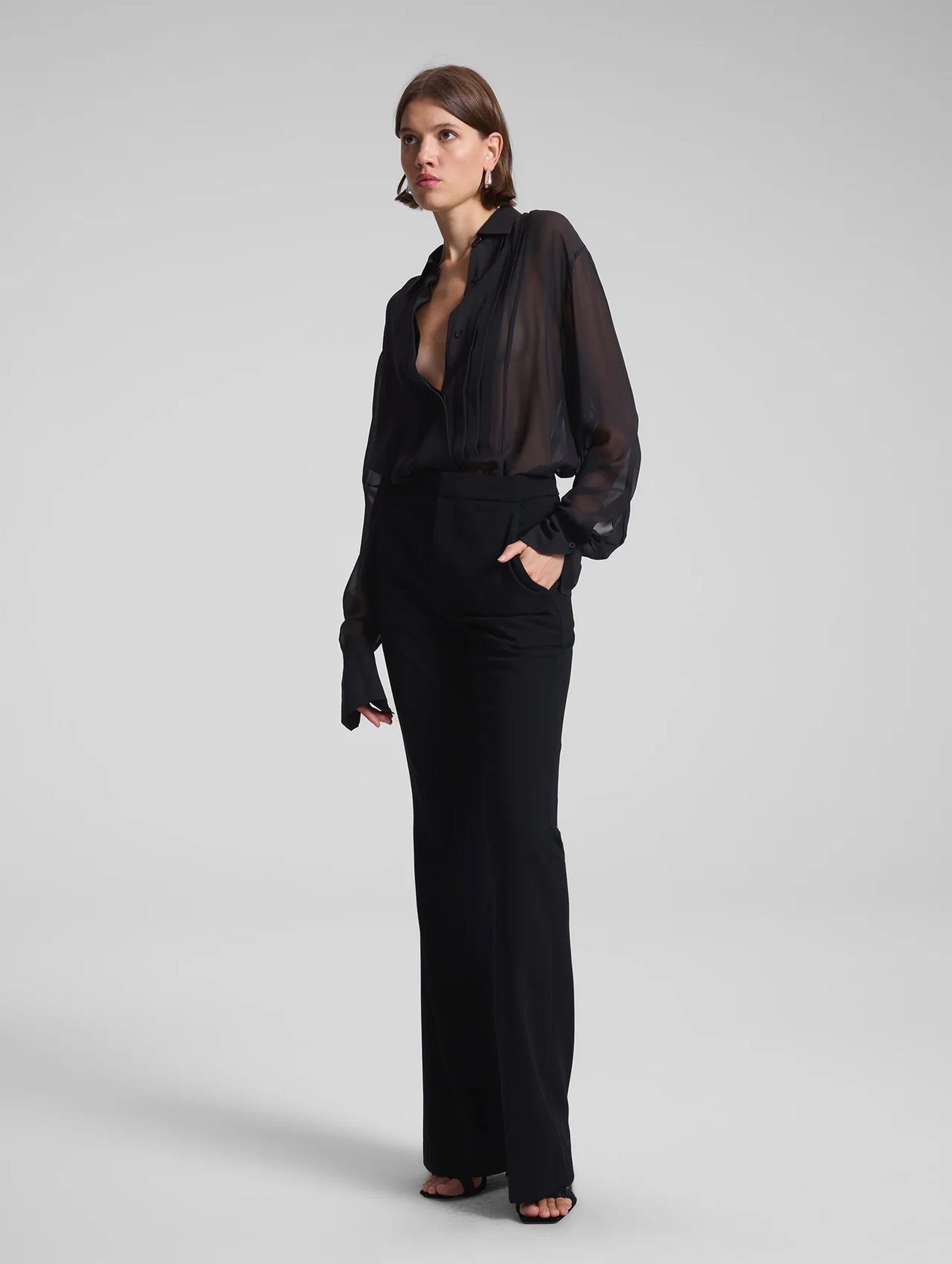 Camden Tux Silk Top in Black