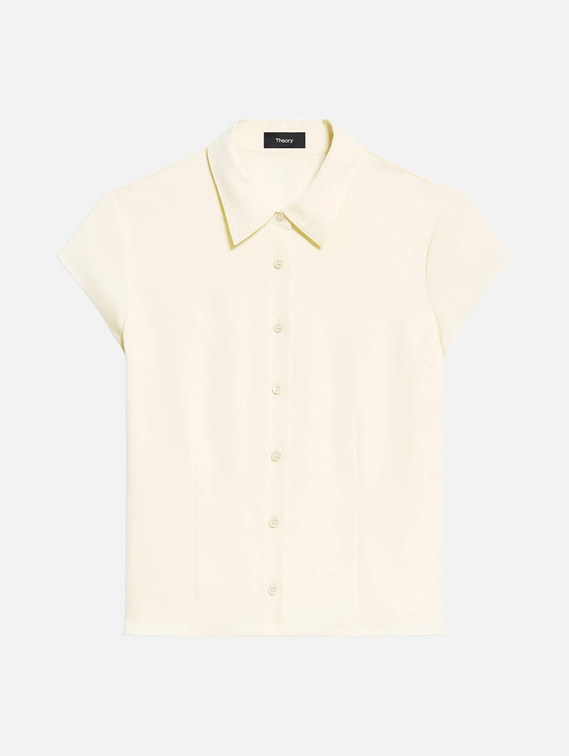 Cap Sleeve Silk Shirt in Sunbeam