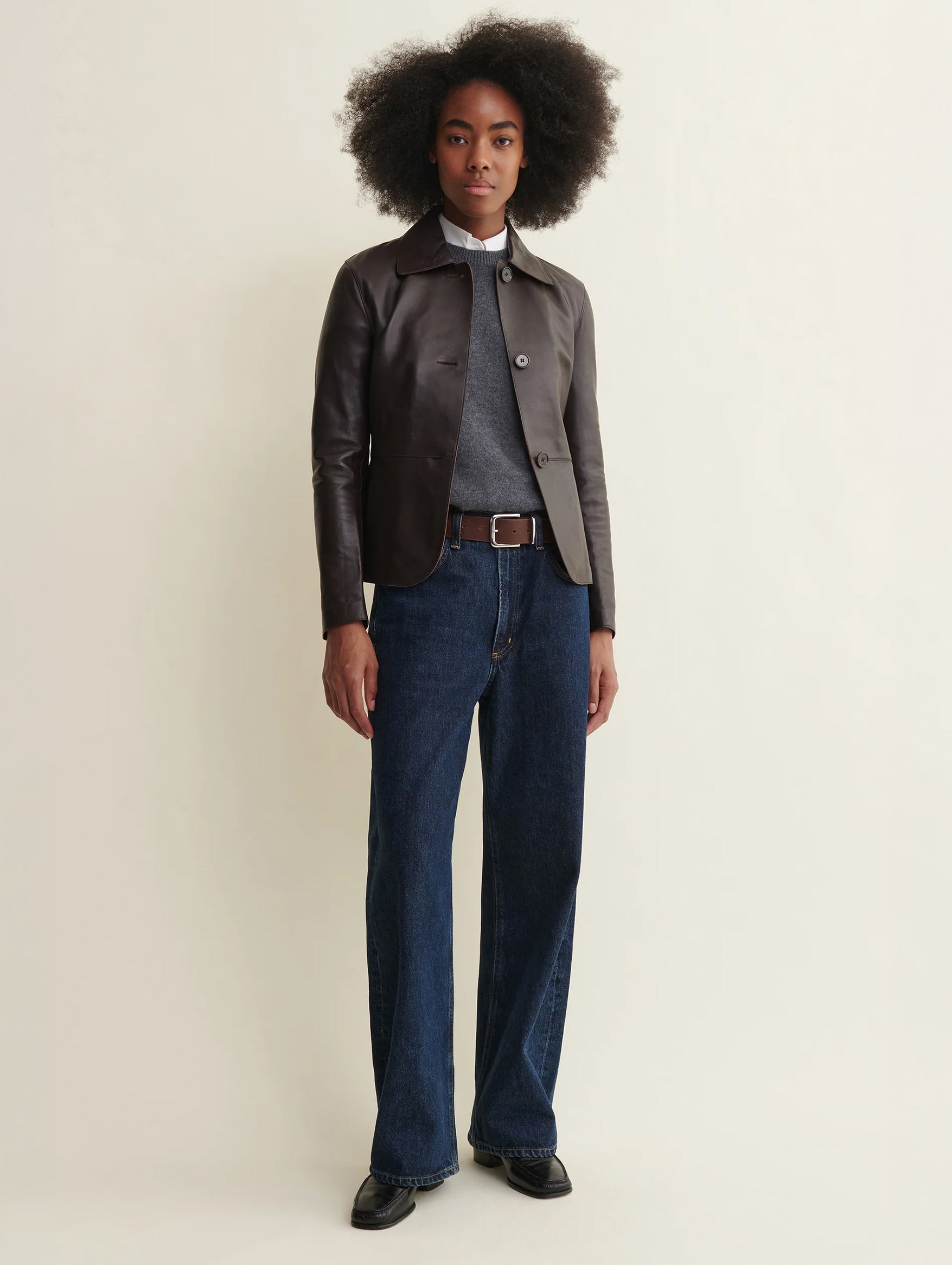 Carmen Leather Jacket in Coffee Bean
