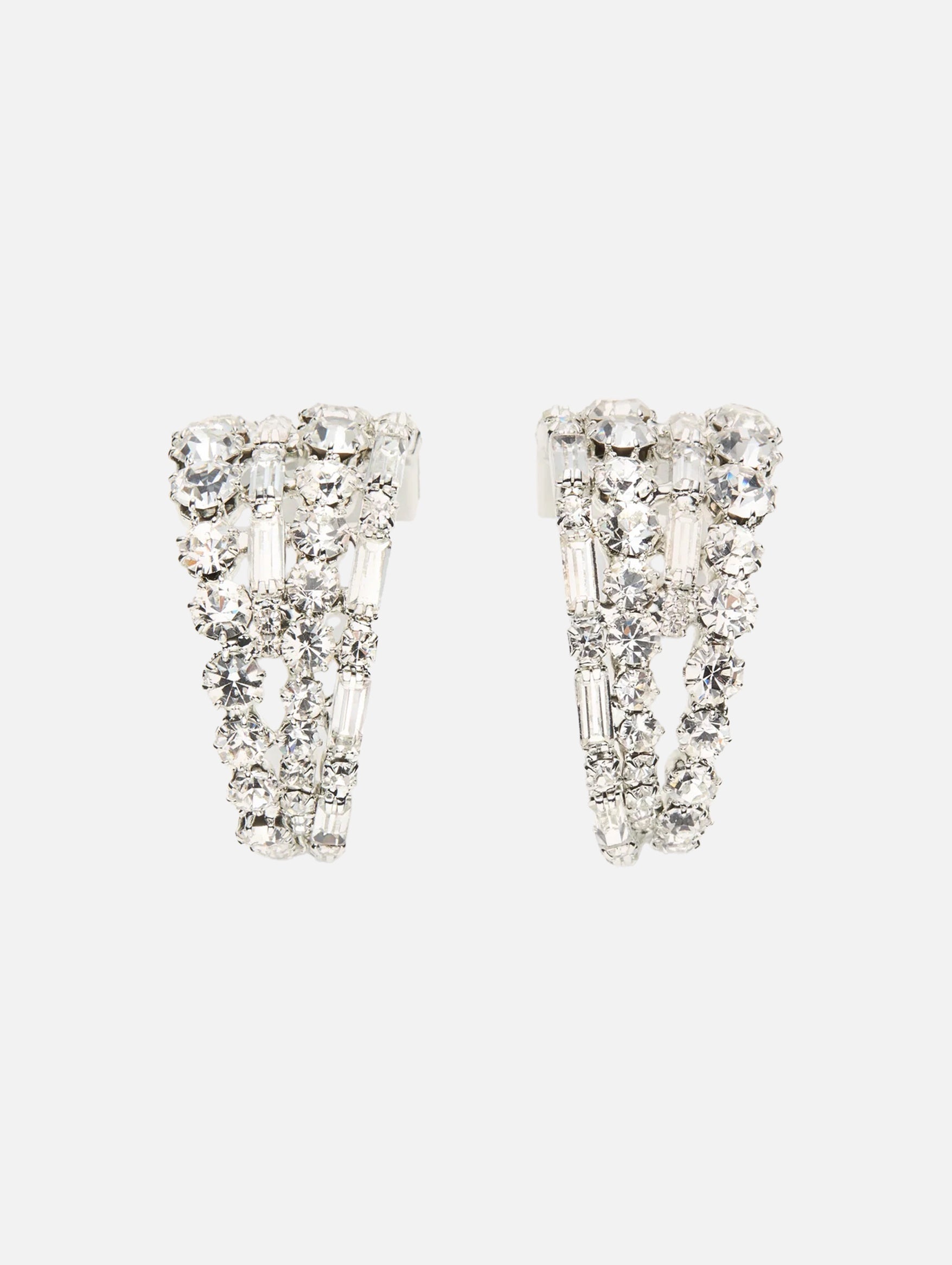 Cascading Crystal Hoop Earrings in Silver
