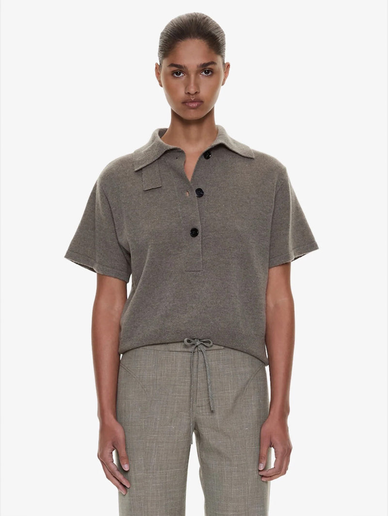 Cashmere Knit Polo in Ash