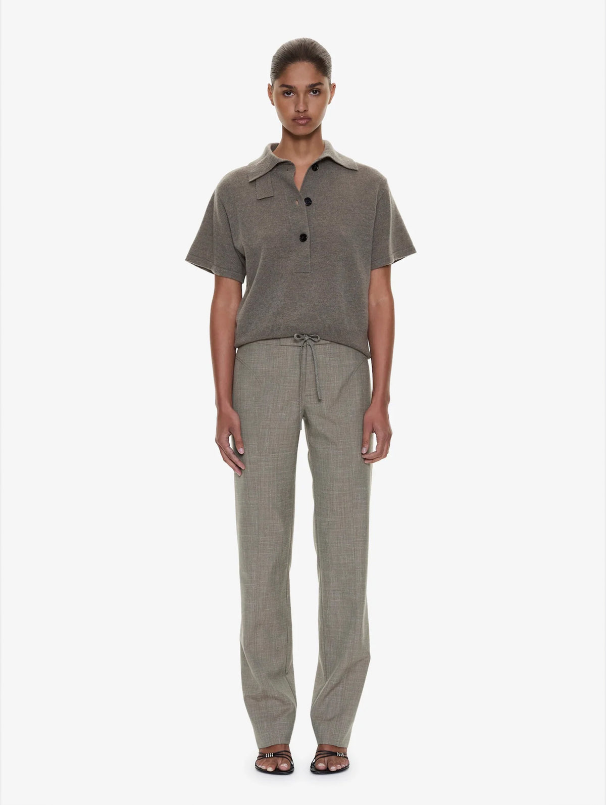 Cashmere Knit Polo in Ash