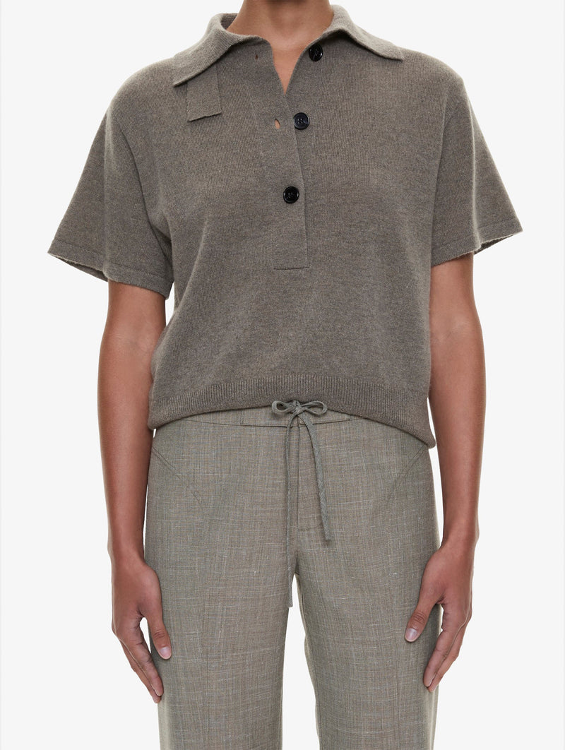 Cashmere Knit Polo in Ash