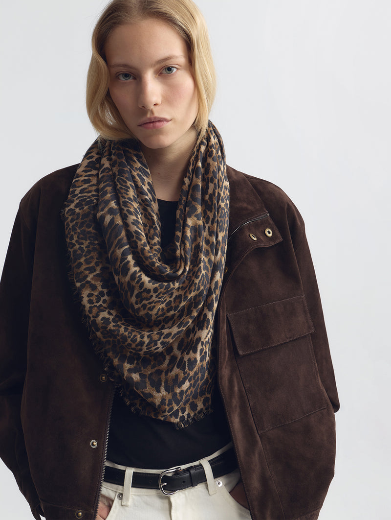 Cashmere Scarf in Vintage Leopard Print