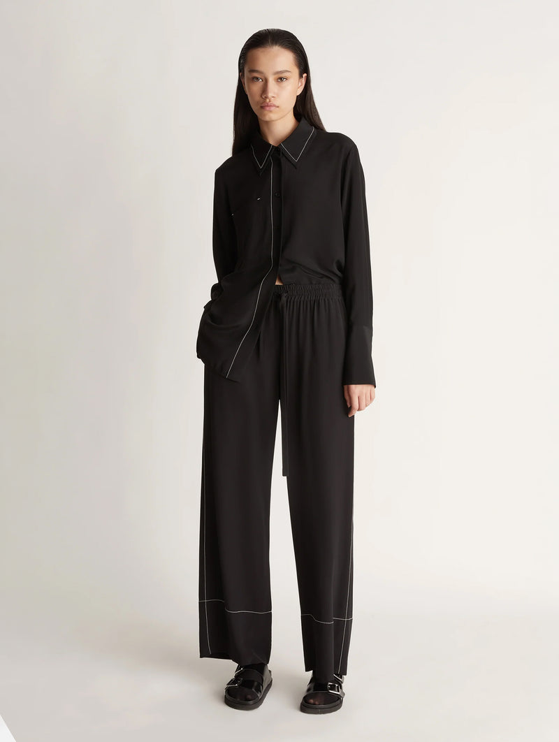 Cassini Silk Pant in Black