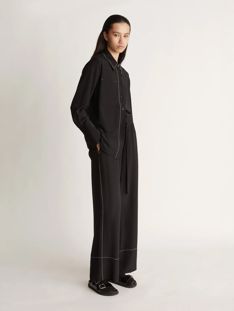 Cassini Silk Pant in Black
