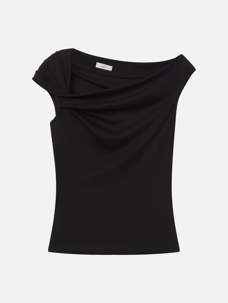 Cece Off-Shoulder Tee in Black