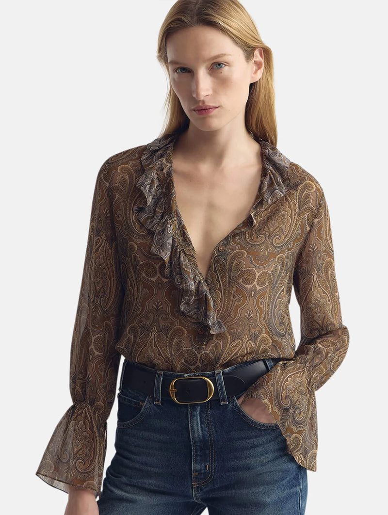 Cecily Shirt in Khaki Paisley
