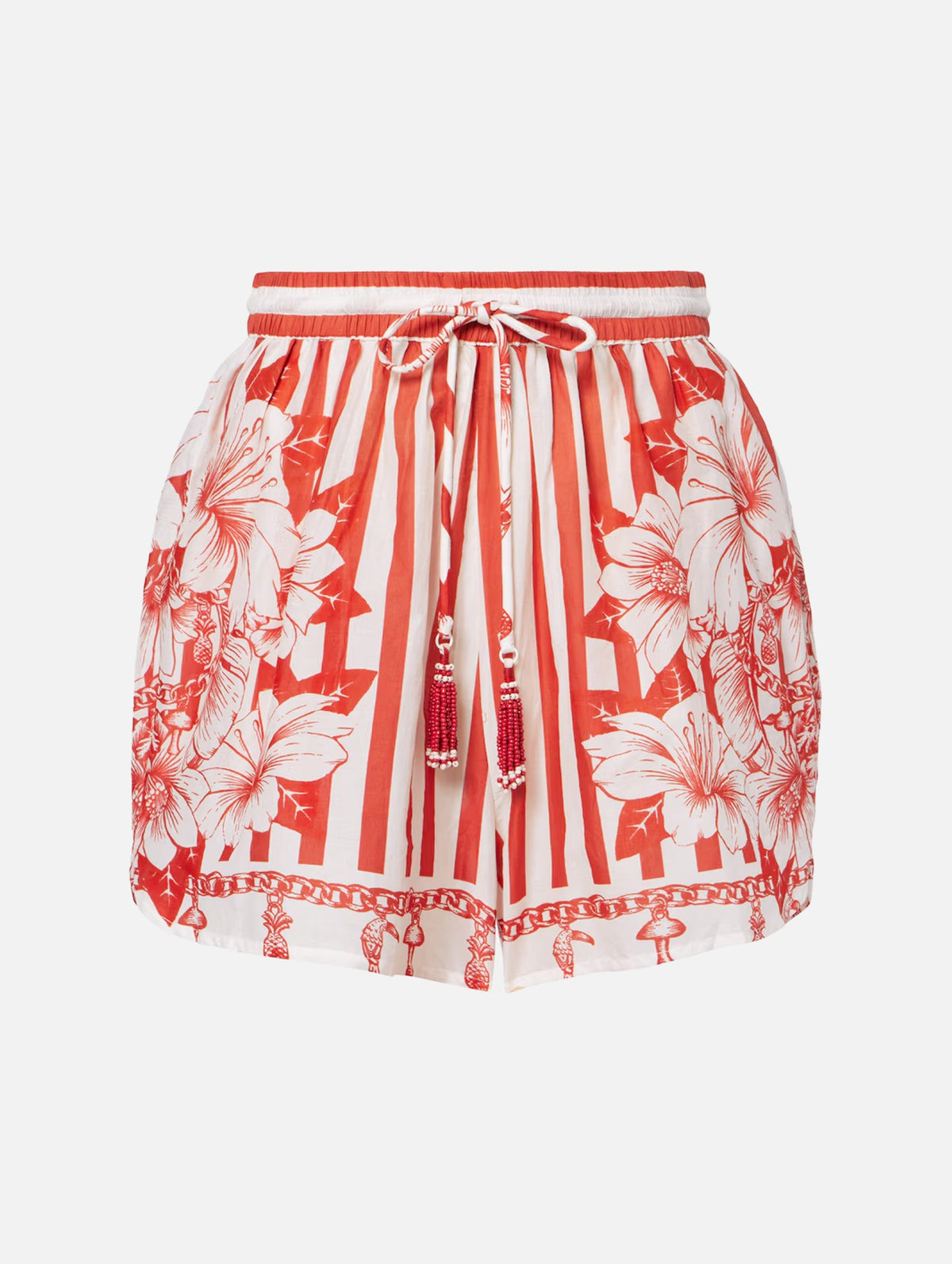 Cotton Shorts in Floral Chains