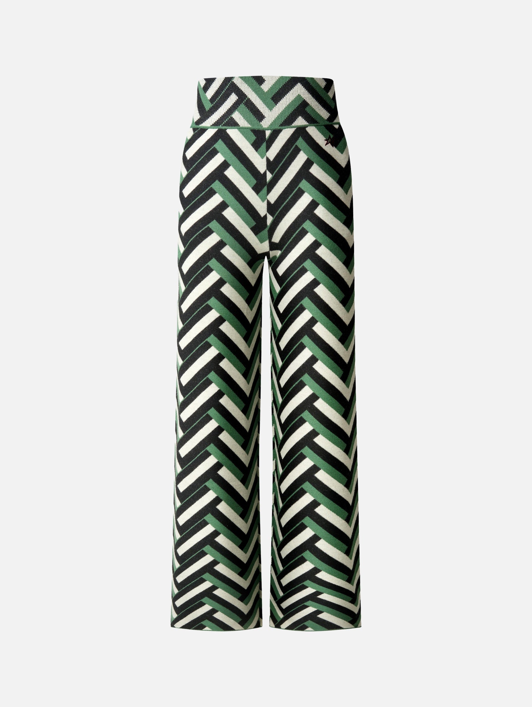 Chalet Merino Wool Knitted Pant in Green Waffle Print