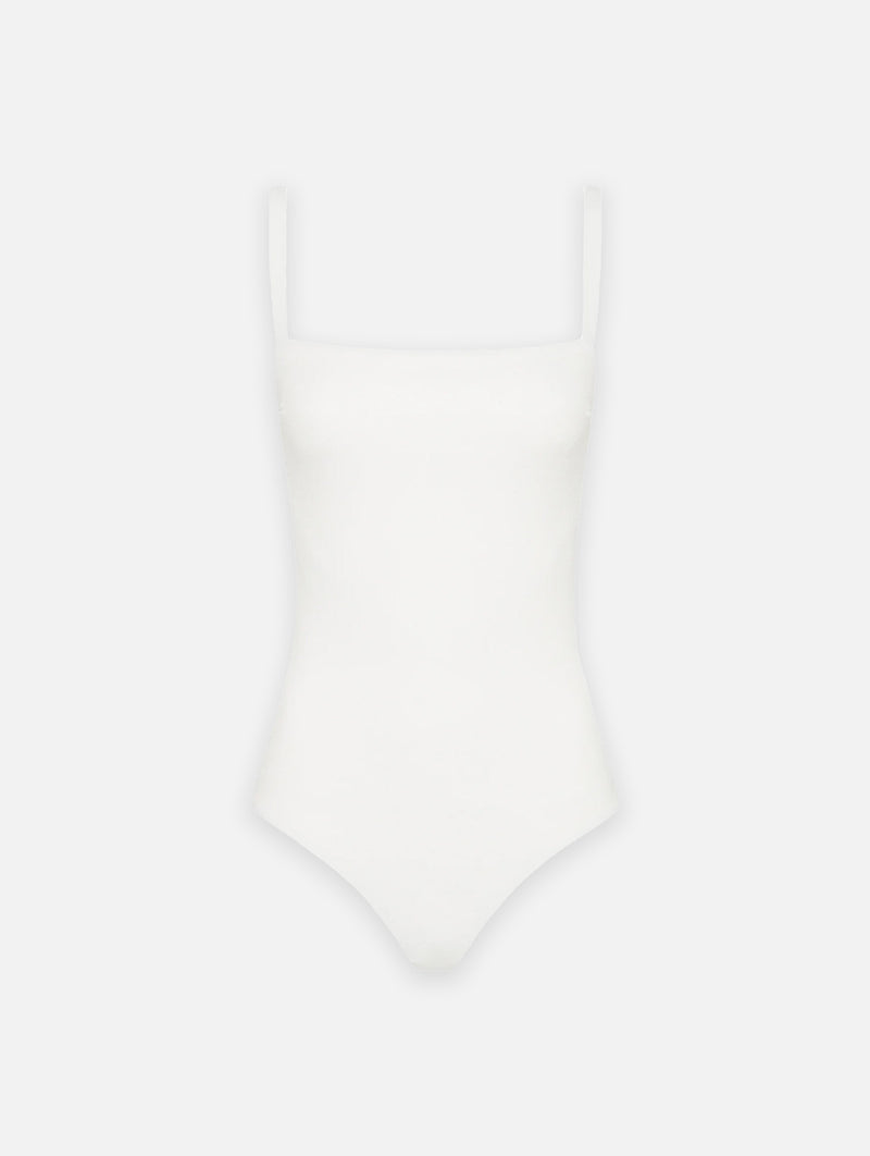 Square Maillot in Chalk Crinkle