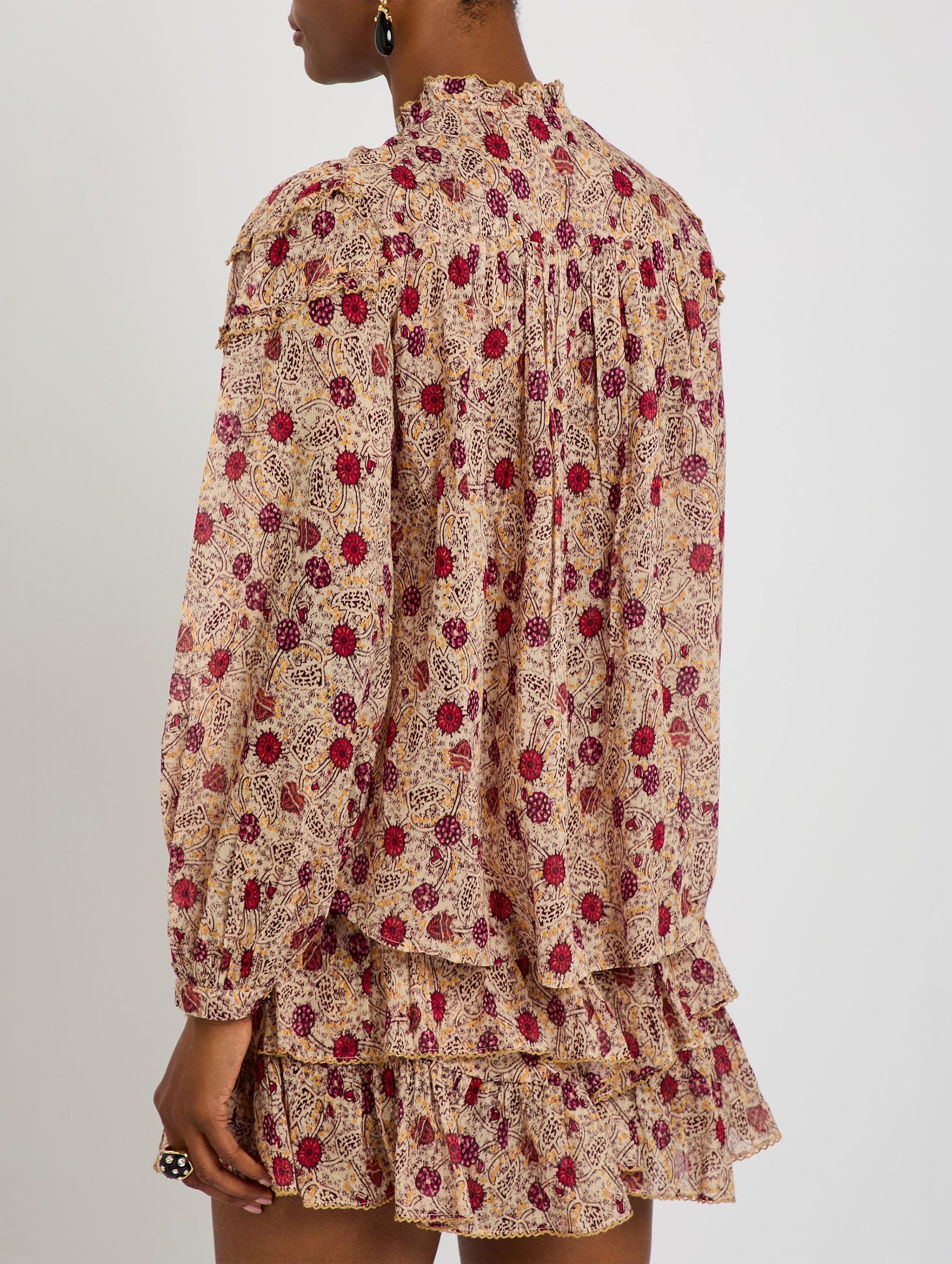 Christa Top in Ecru/Raspberry