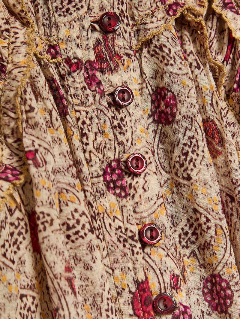 Christa Top in Ecru/Raspberry