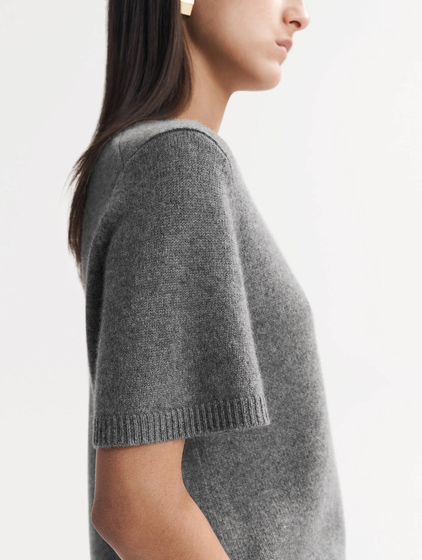 Chunky Cashmere T-Shirt in Grey