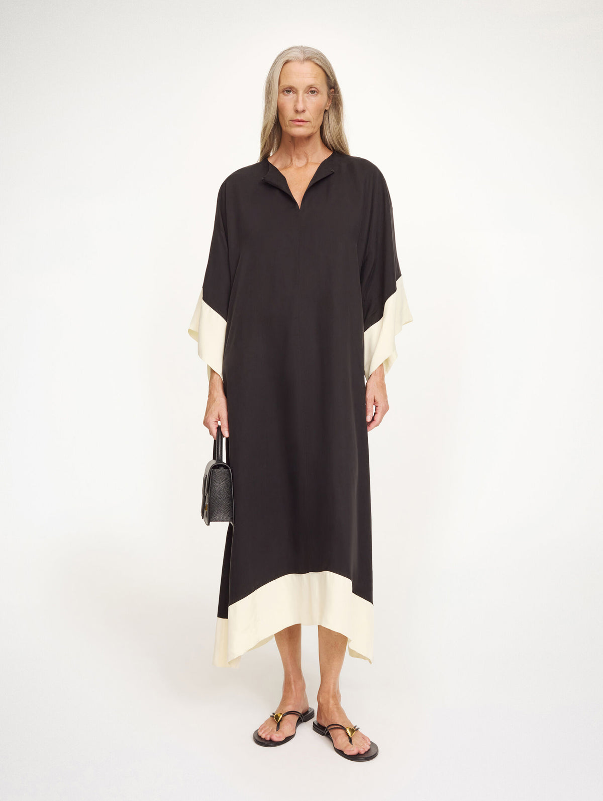Cicine Maxi Dress in Black White Colour Block