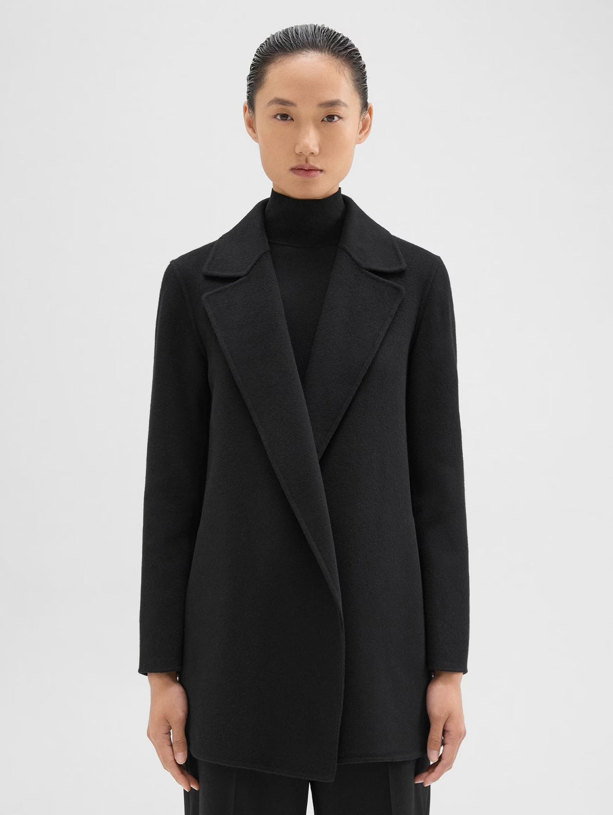 Clairene Wool Cashmere Coat in Black