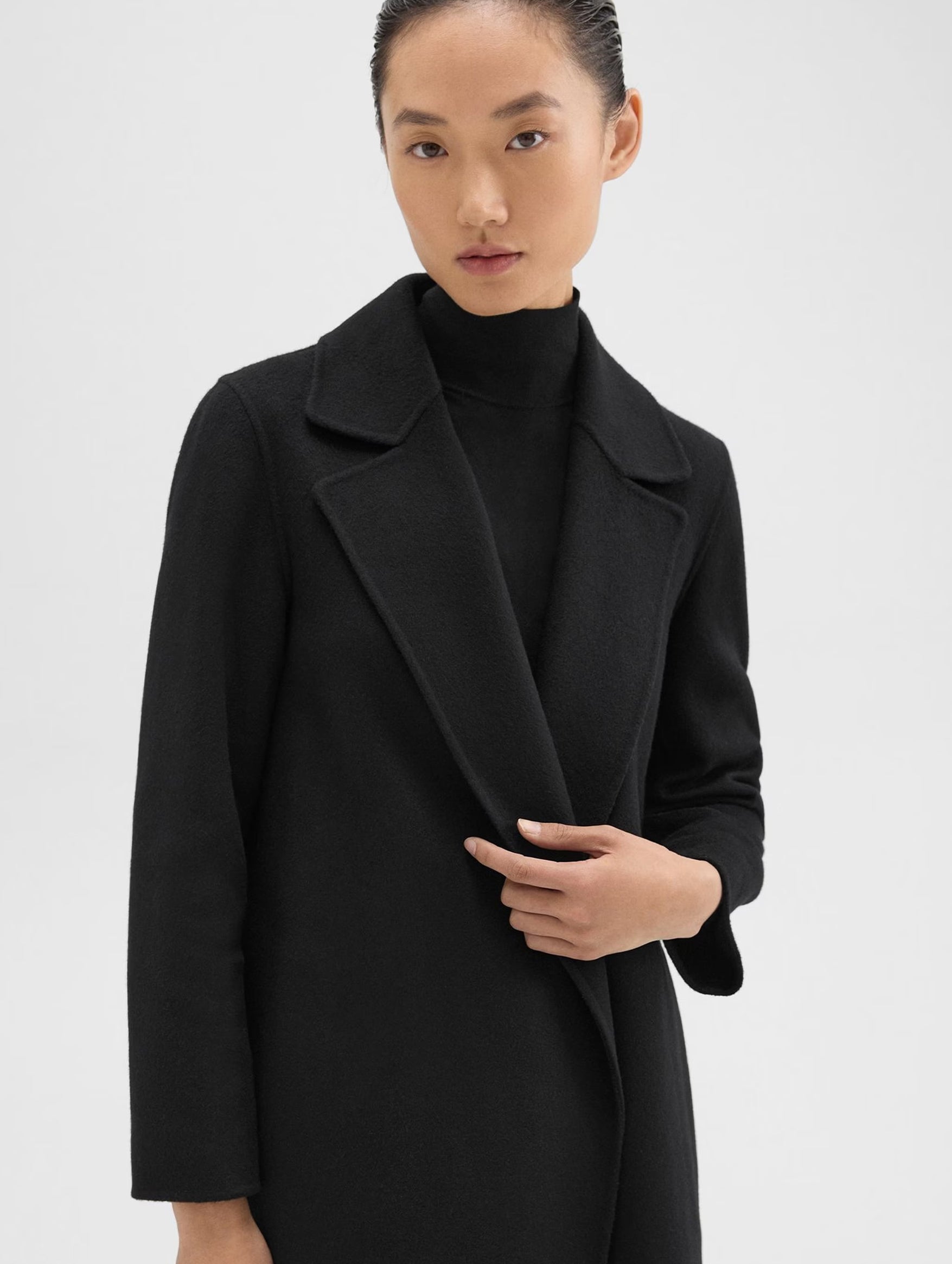 Clairene Wool Cashmere Coat in Black