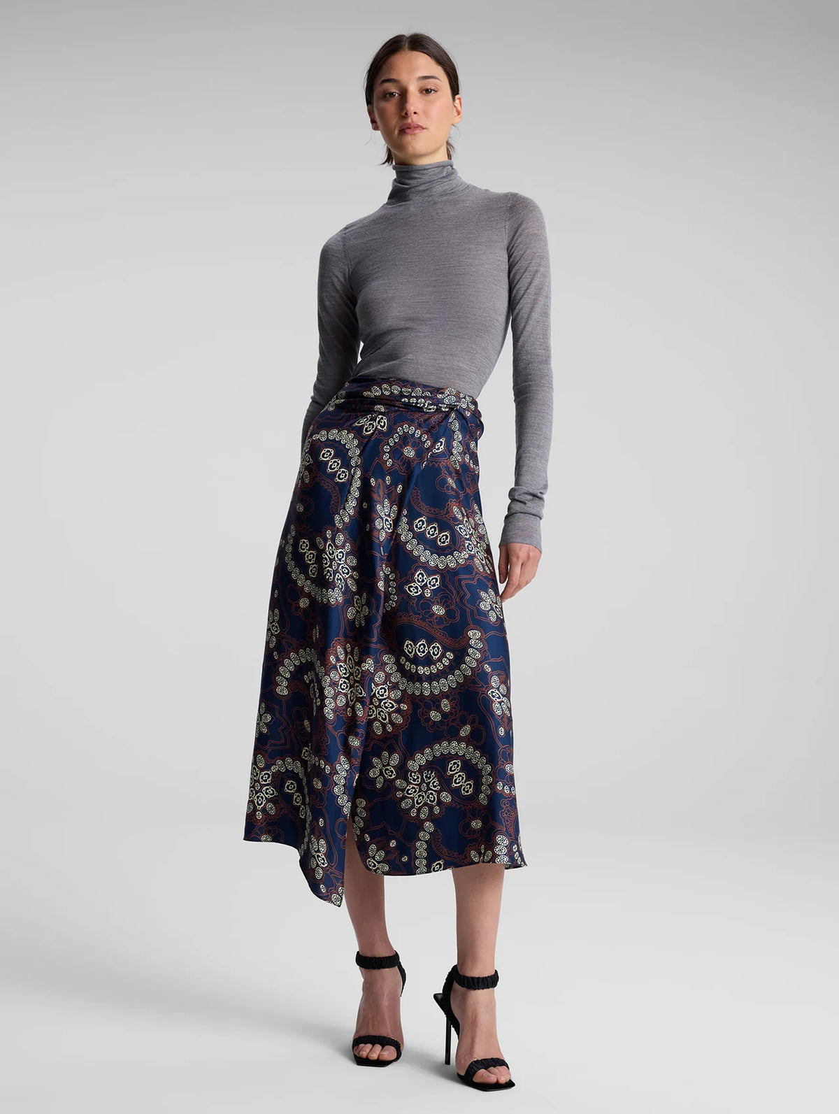 Clara Paisley Skirt in Navy