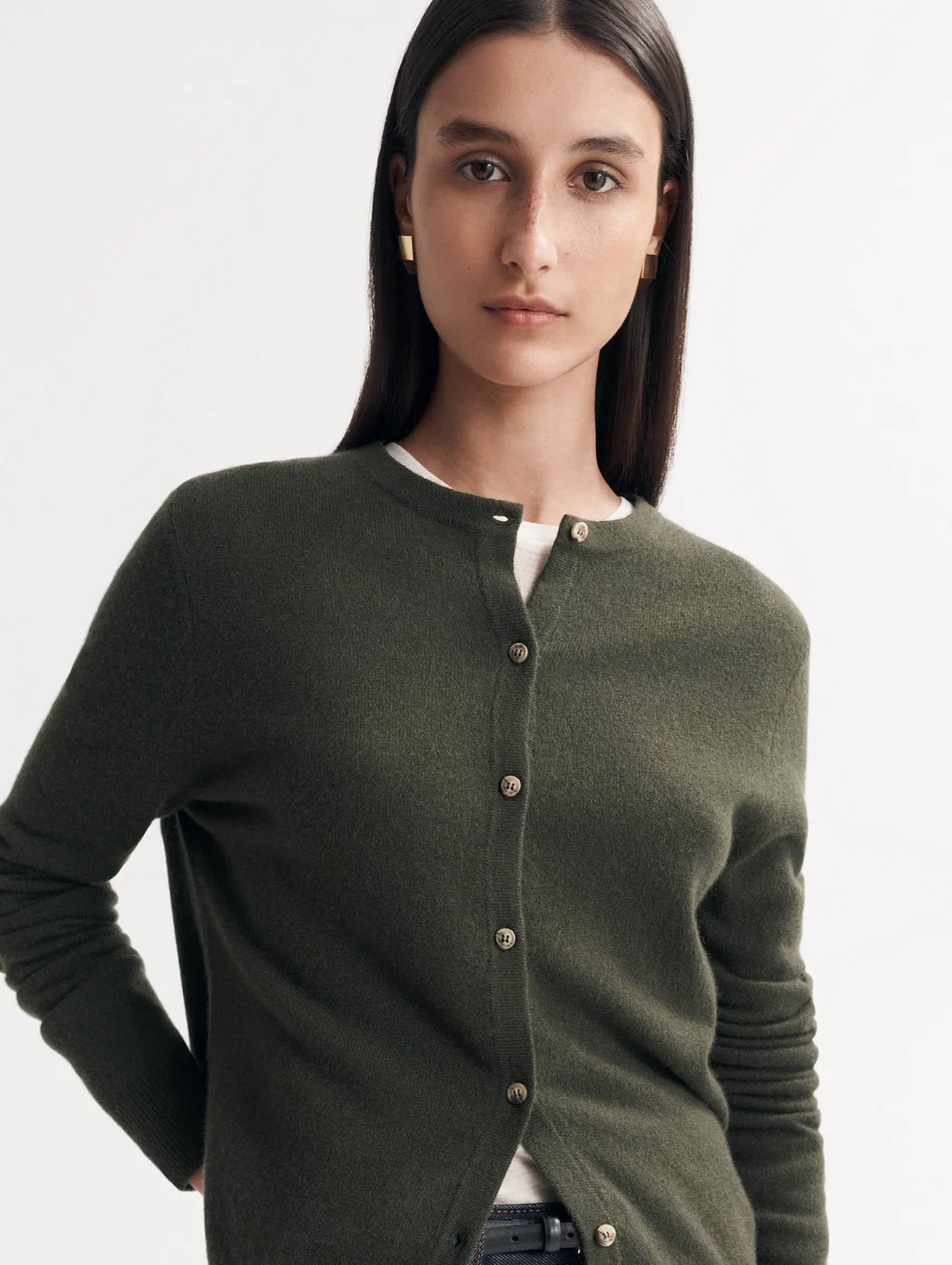 Classic Cashmere Cardigan in Hunter Green