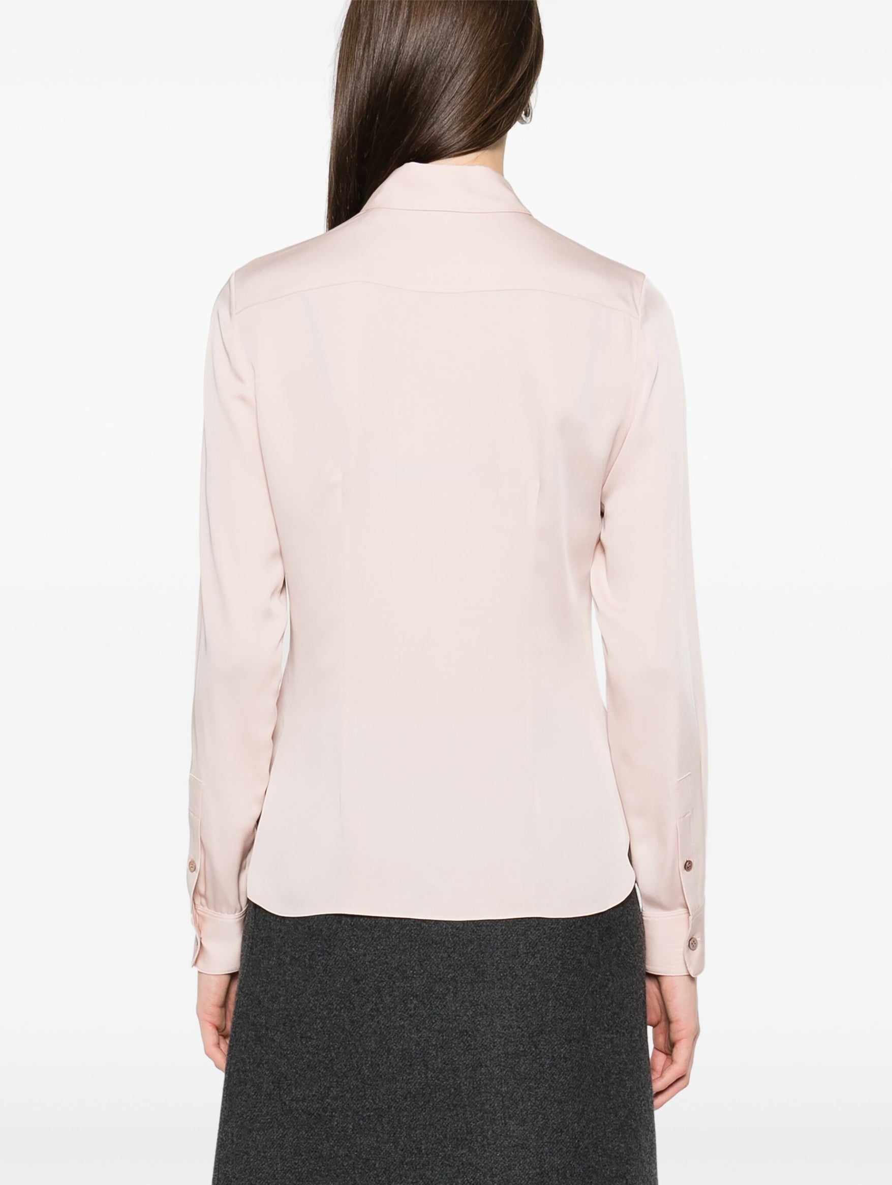 Classic Fitted Silk Shirt in Blush